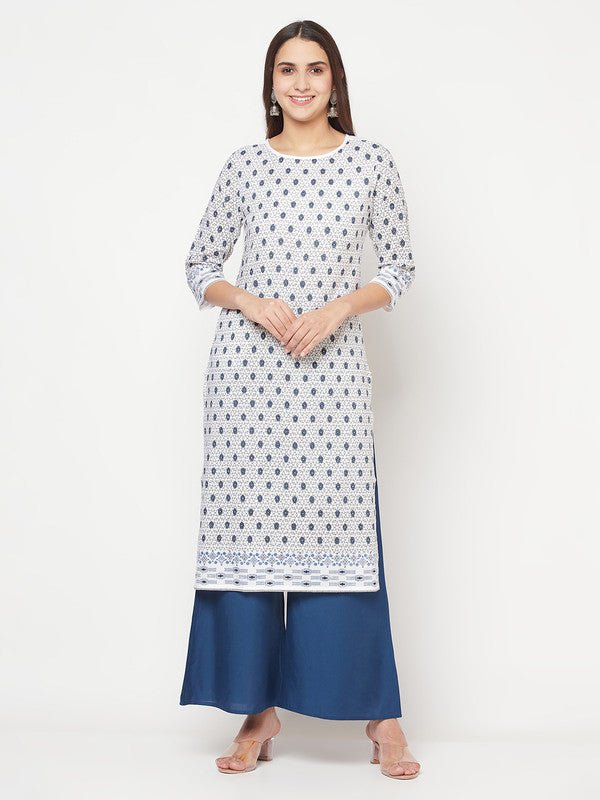 Aniyah Rayon Digital Screen Print White Straight Kurta