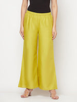 Thumbnail for Aniyah Rayon Flared Slip-On Parrot Green Palazzo