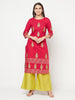 Aniyah Cotton Block Print Fuchsia Color Straight Kurta