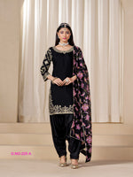 Thumbnail for Anaita Black Premium Embroidered Roman Silk Salwar Suit - Distacart