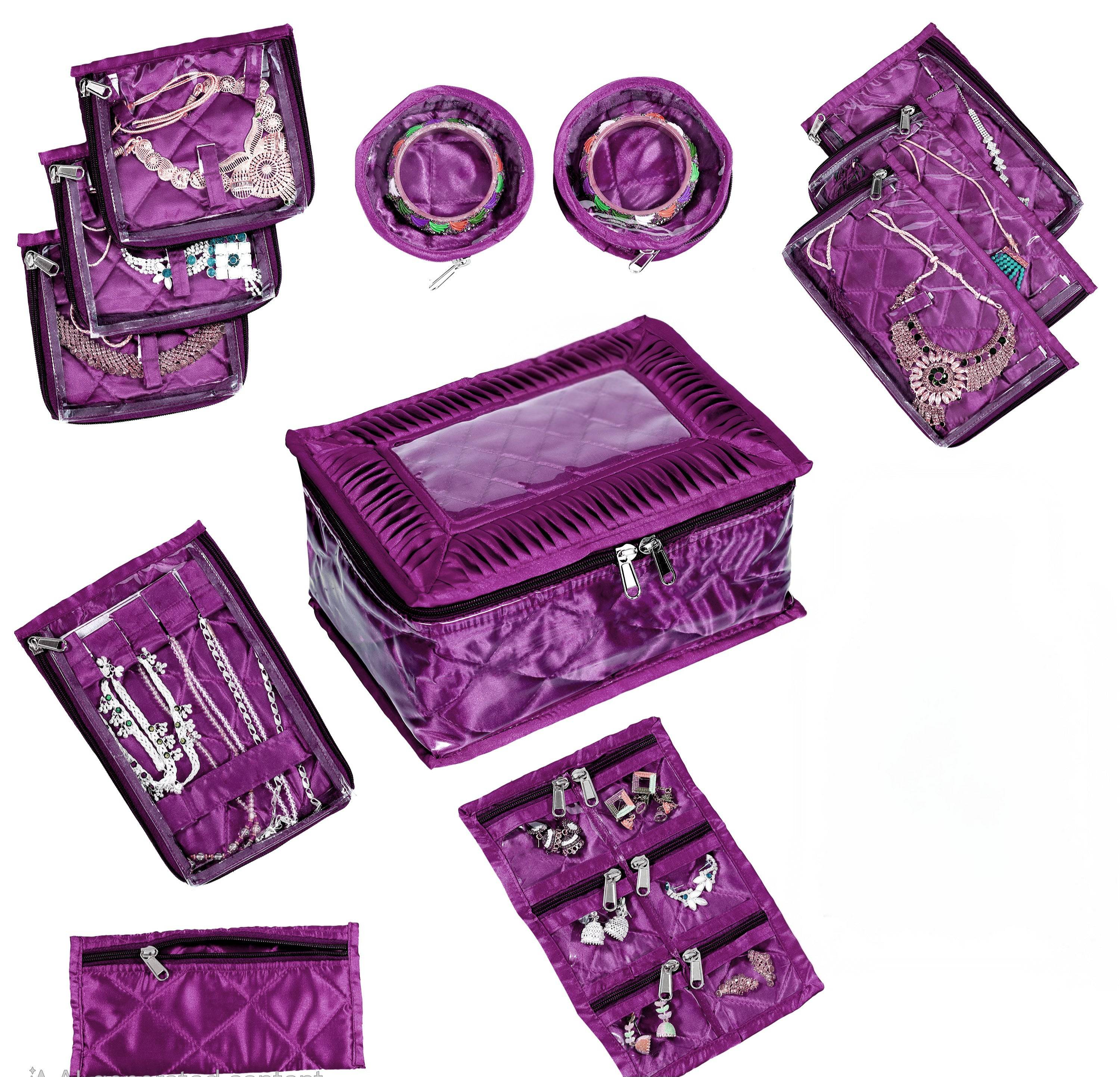 Asmaani Satin 12 Purple Pocket Jewellery Organizer