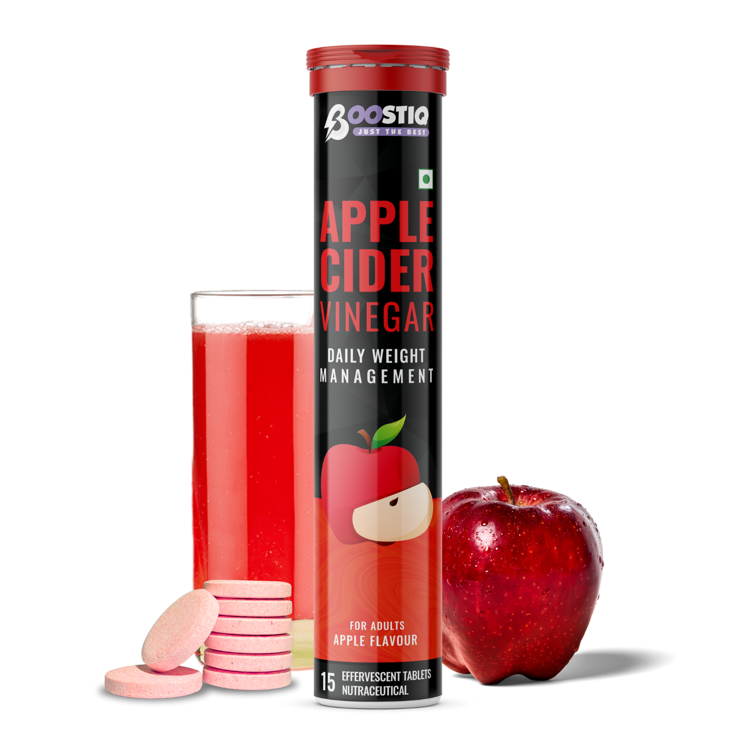 BOOSTIQ Apple Cider Vinegar Effervescent Tablets - Apple Flavour - Distacart