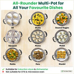 Thumbnail for The Indus Valley 8 Pit Tri-Steel Multi Pot Premium Stainless Steel Idli/ Dhokla/ Momo Maker/ Veg Steaming Set, Tri-ply Induction Bottom, 5 Plates, 3L