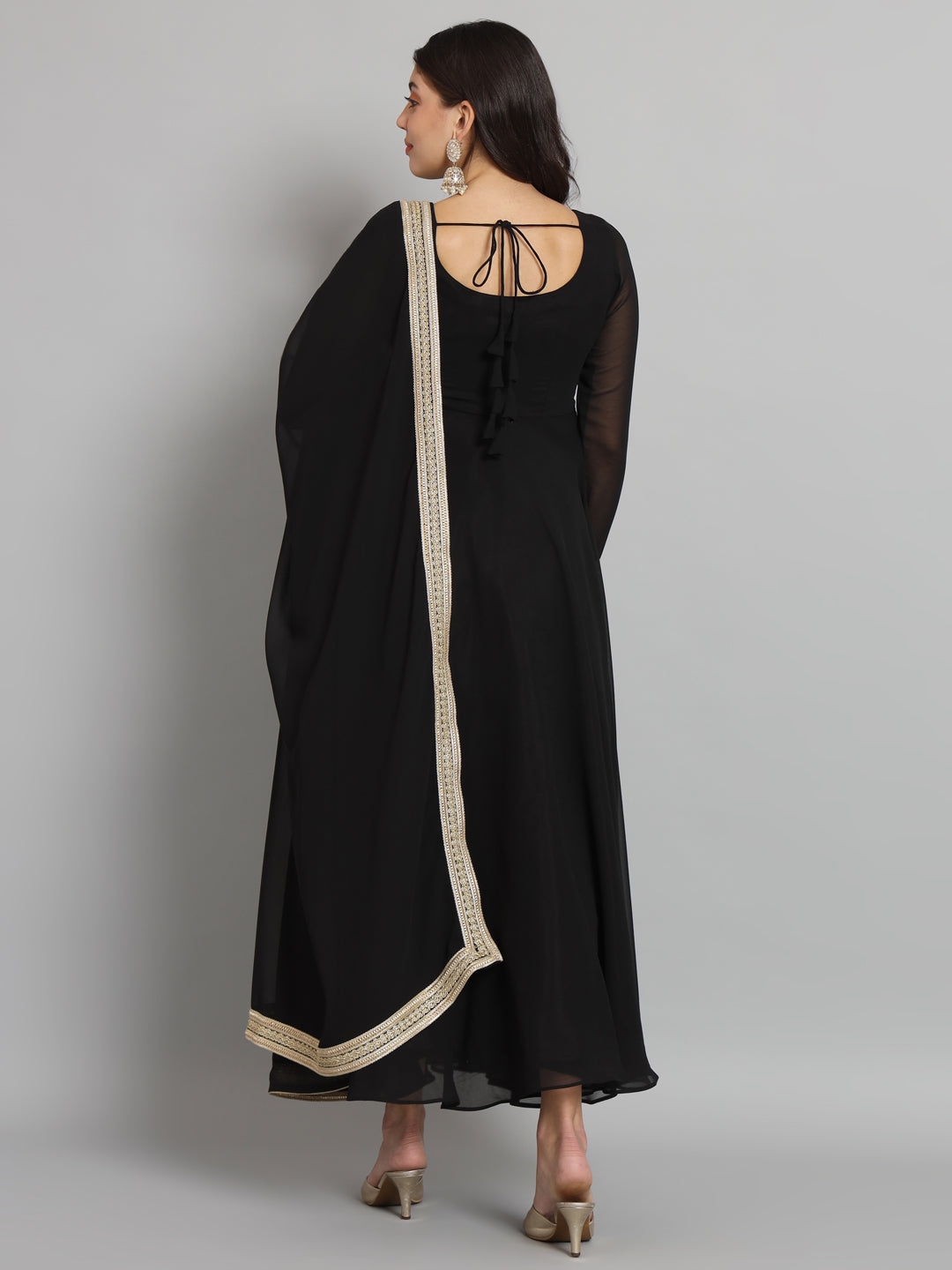 Fab Fashion Black Gota Anarkali Set - Distacart