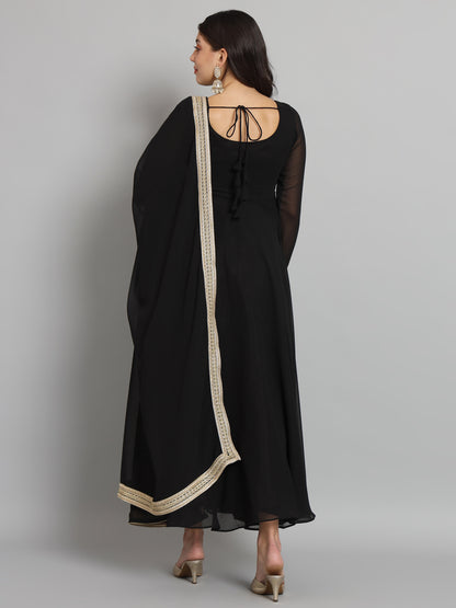 Fab Fashion Black Gota Anarkali Set - Distacart