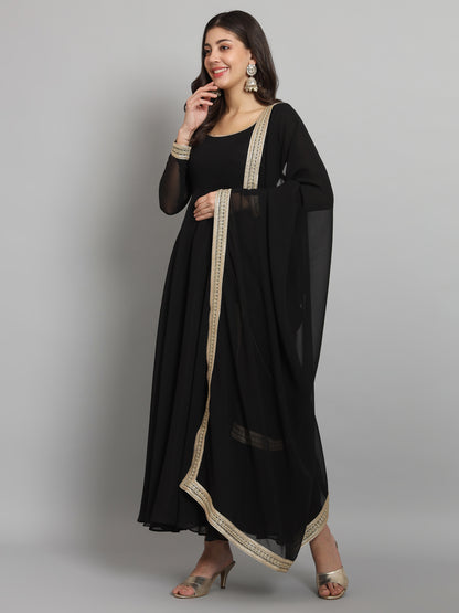 Fab Fashion Black Gota Anarkali Set - Distacart