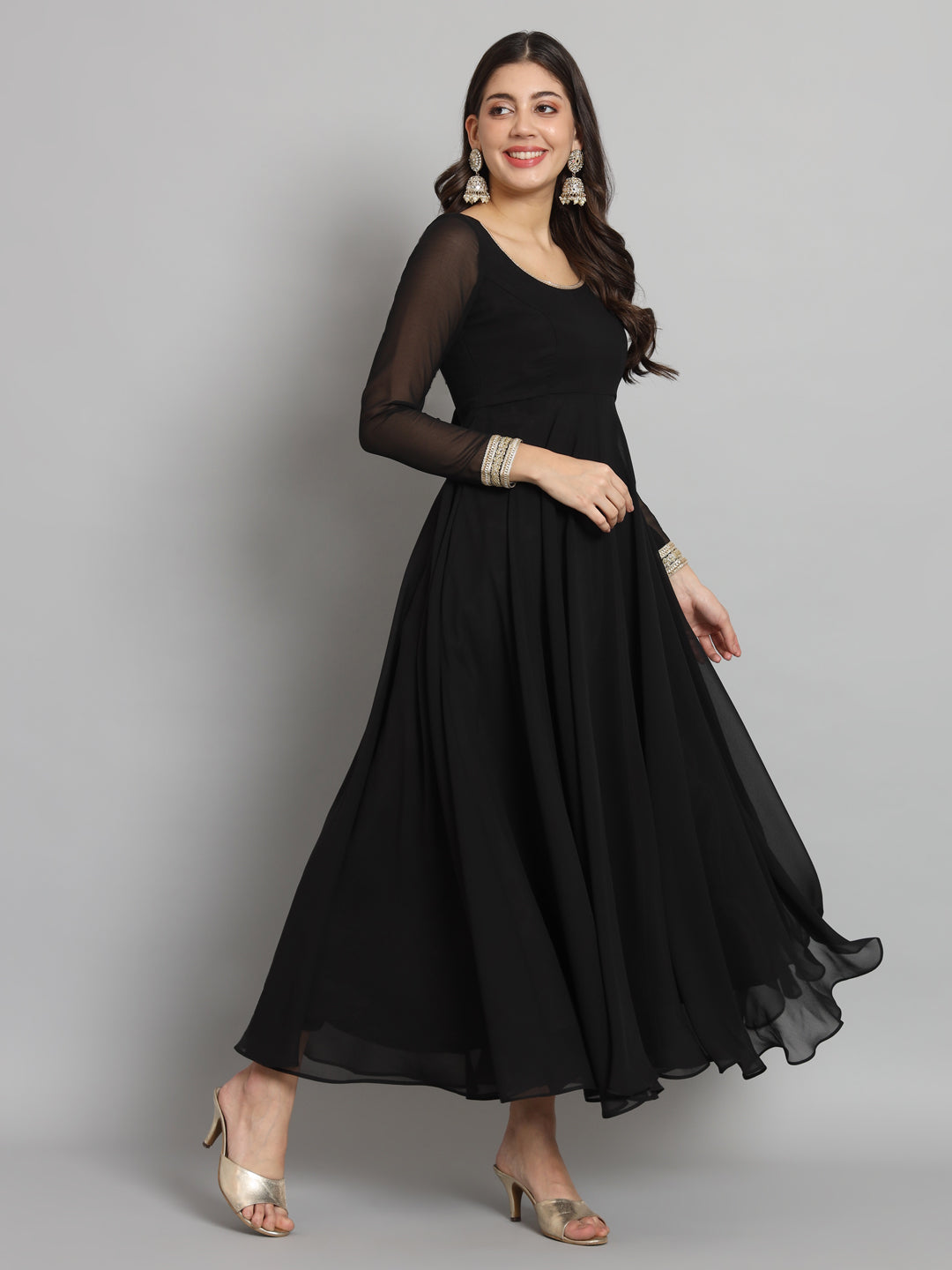 Fab Fashion Black Gota Anarkali Set - Distacart