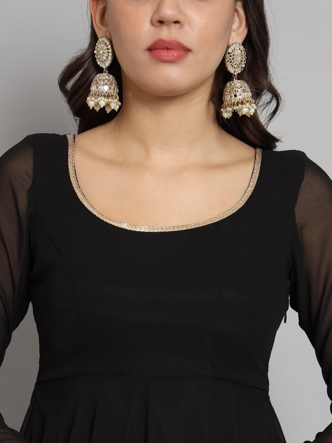 Fab Fashion Black Gota Anarkali Set - Distacart