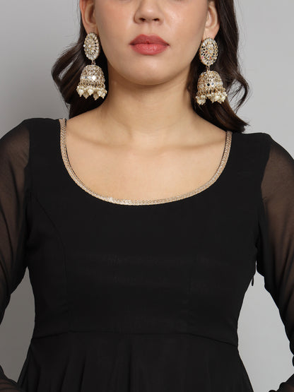 Fab Fashion Black Gota Anarkali Set - Distacart
