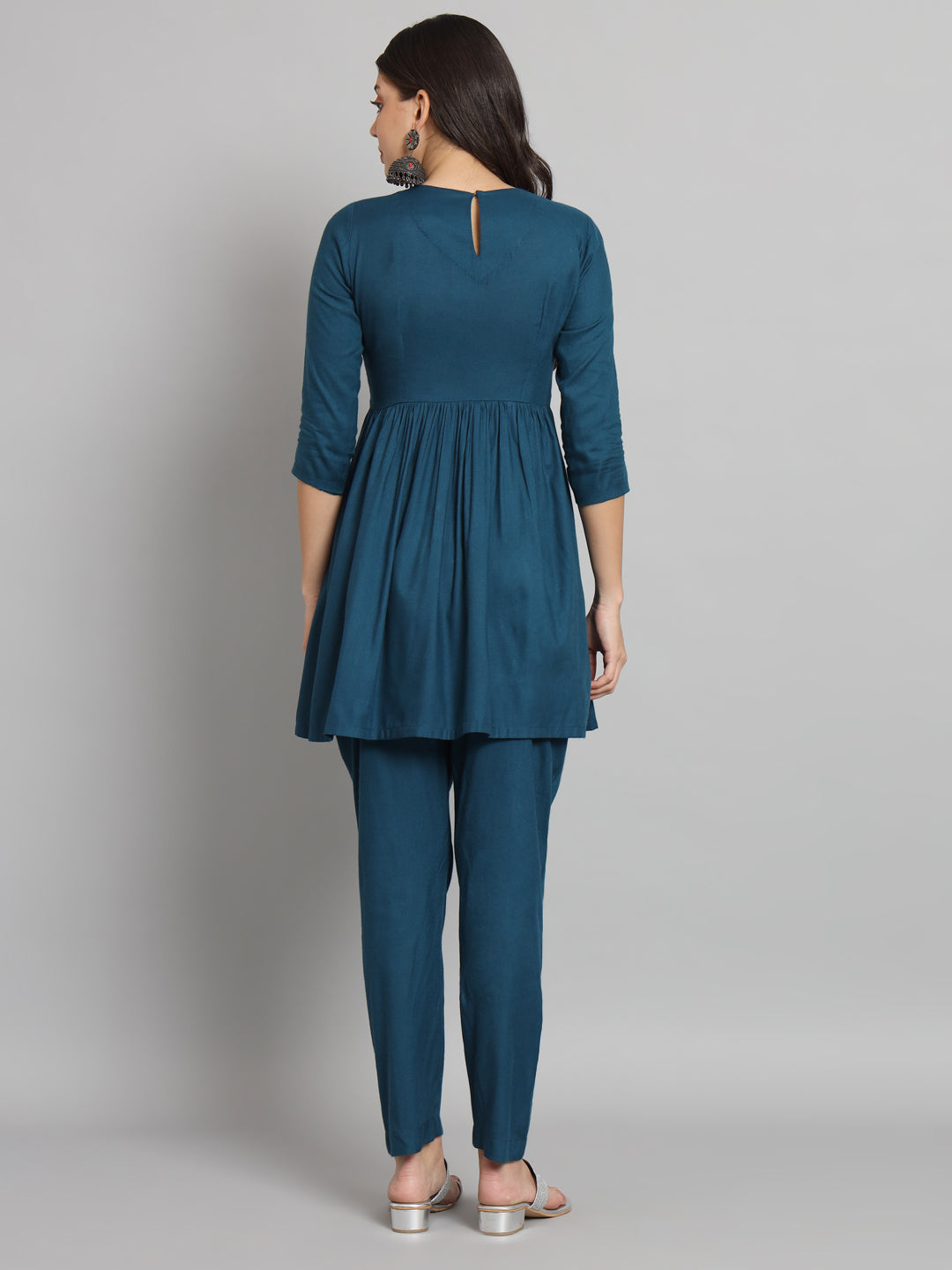 Fab Fashion Peacock Blue Co-Ord Set - Distacart