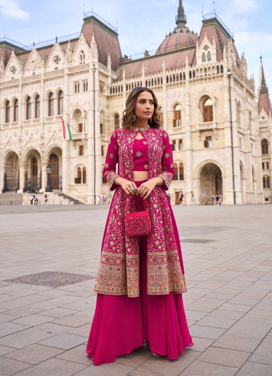 Anaita Georgette Stitched Suit With Embroidery & Beats Work - Dista