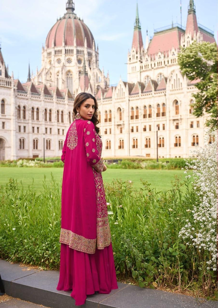 Anaita Georgette Stitched Suit With Embroidery & Beats Work - Dista