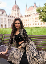 Thumbnail for Anaita Black Georgette Stitched Suit With Embroidery & Beats Work - Dista