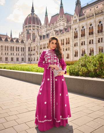 Anaita Rani-Pink Silk Stitched Suit With Embroidery Work - Dista
