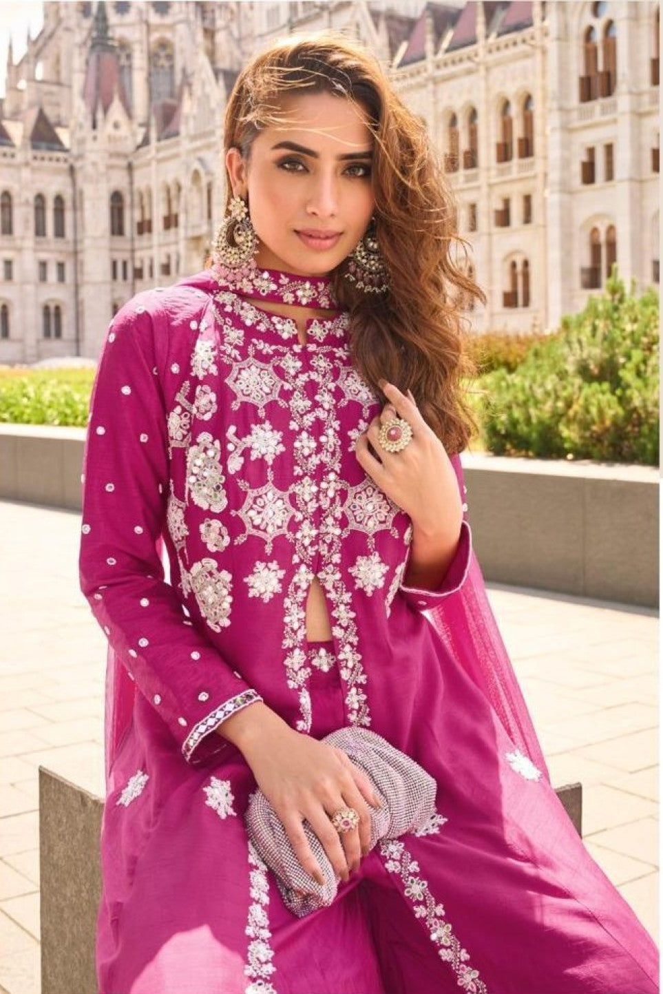 Anaita Rani-Pink Silk Stitched Suit With Embroidery Work - Dista