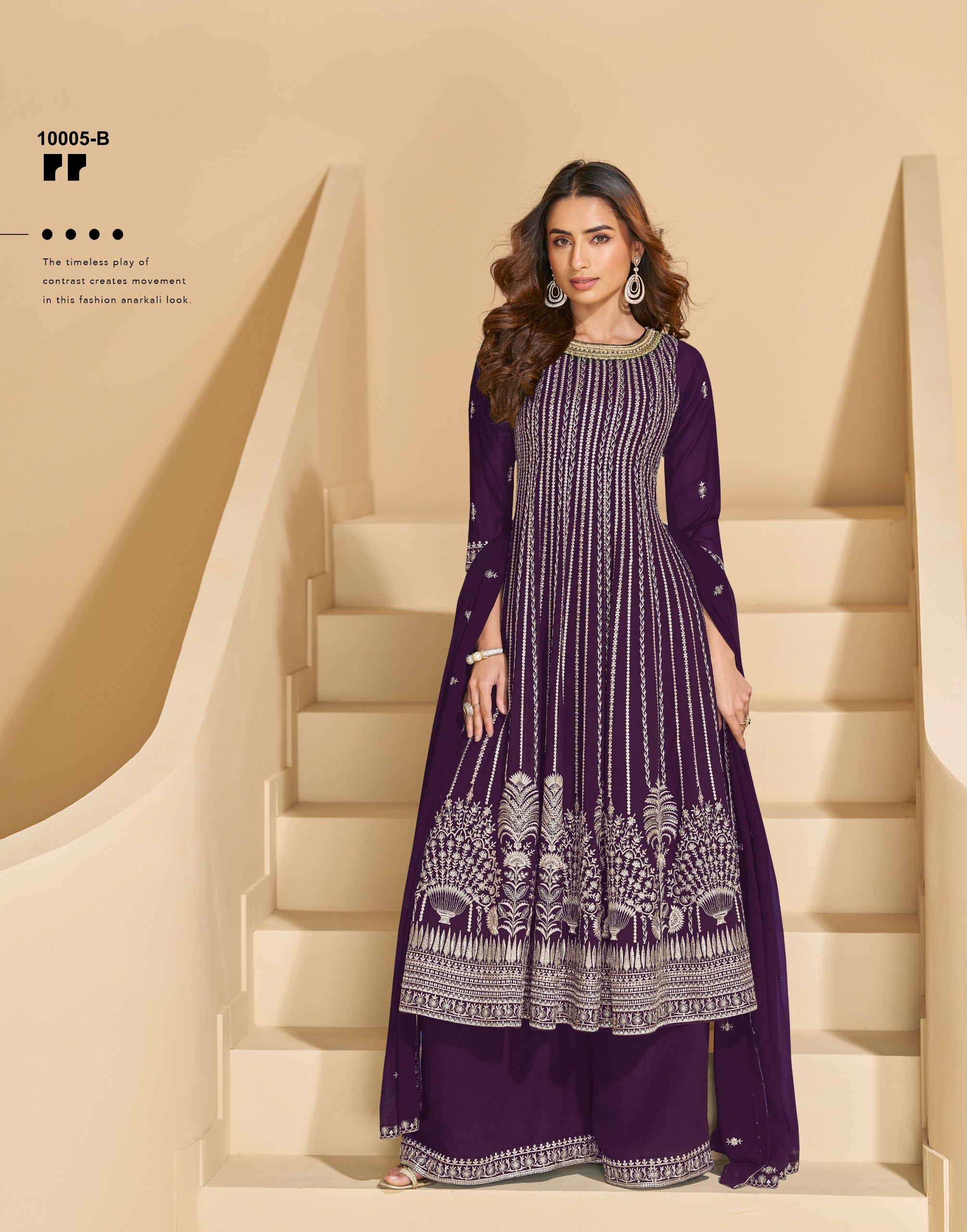 Anaita Violet Faux Georgette Stitched Plazzo Suit with Sequence Work - Distacart