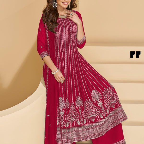 Anaita D Pink Faux Georgette Stitched Plazzo Suit with Sequence Work - Distacart