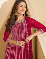 Thumbnail for Anaita D Pink Faux Georgette Stitched Plazzo Suit with Sequence Work - Distacart