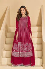 Thumbnail for Anaita D Pink Faux Georgette Stitched Plazzo Suit with Sequence Work - Distacart