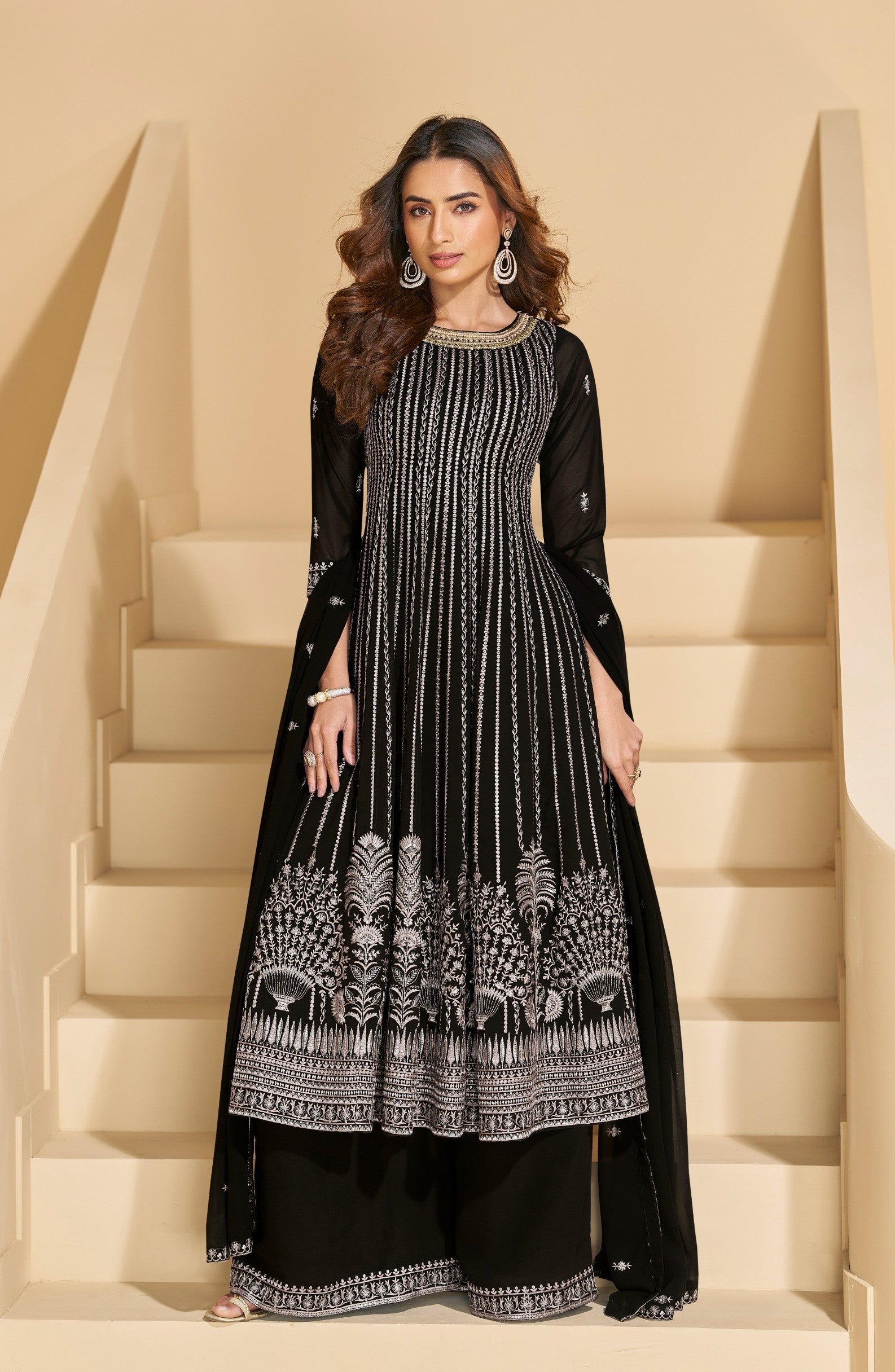 Anaita Black Georgette Stitched Suit With Embroidery & Sequence Work - Distacart
