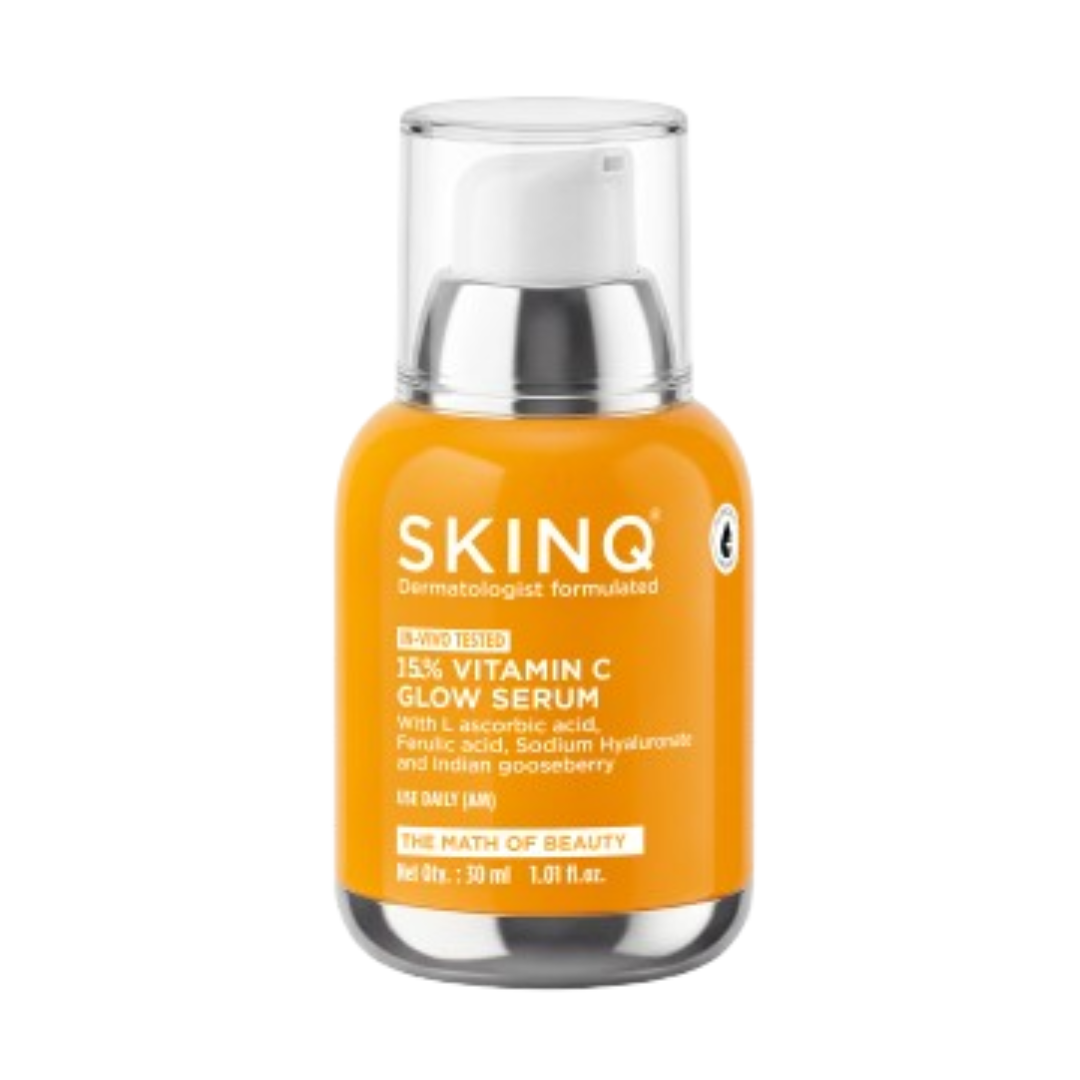 SKINQ 15% Vitamin C Glow Serum with L Ascorbic & Ferulic Acid - Dista