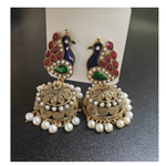 Thumbnail for Mominos Fashion Johar Kamal Traditional Peacock Design Multi Color Jhumka - Distacart