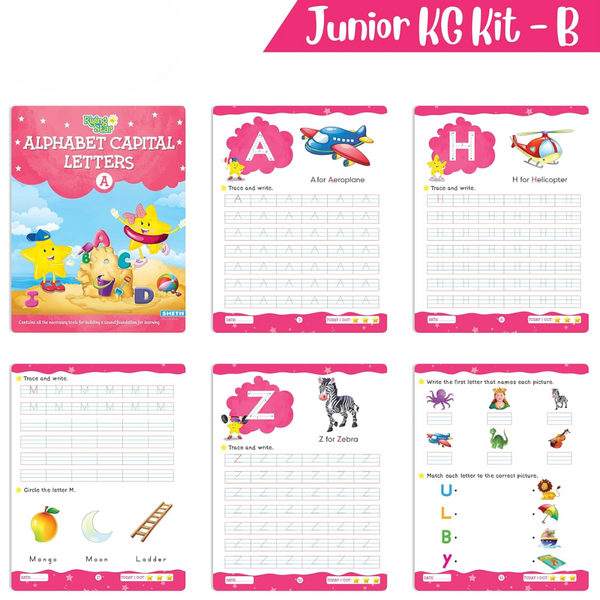 Rising Star Preschool Learning Junior KG Kit B| Alphabet Letters Writing| Numbers| General Knowledge| Rhymes & Stories| Worksheets & Assessment Book - Distacart