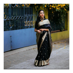 Thumbnail for NOZ2TOZ Jacquard Lichi Silk Black Saree With Unstitched Blouse Piece - Distacart