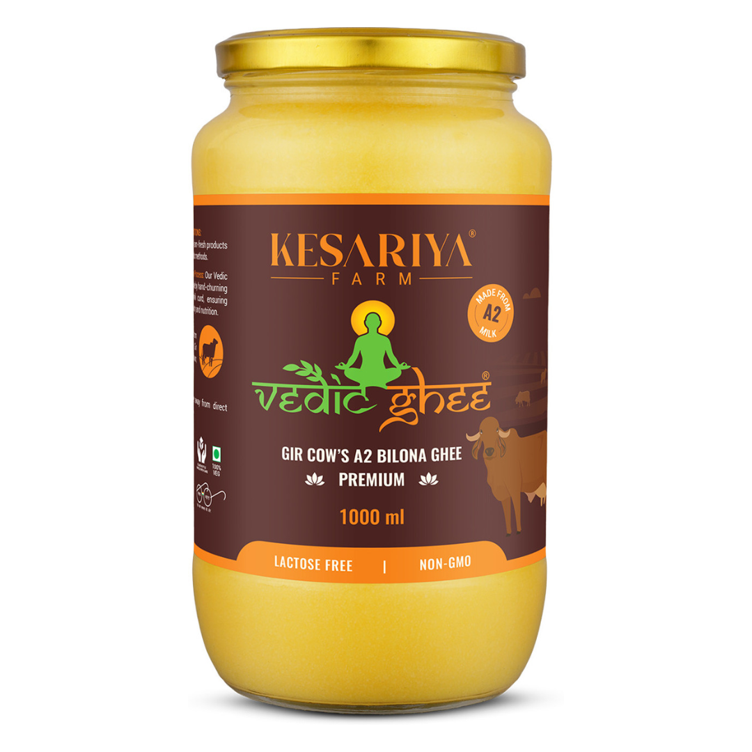 Vedic Ghee Premium A2 Gir Cow Cultured Ghee from Kesariya Farm Indian Gir Cow Ghee, Pure A2 Ghee, Natural & Healthy - Distacart