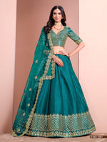 Thumbnail for Anaita Turquoise Art Silk Designer Lehenga With Blouse - Distacart