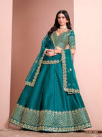 Thumbnail for Anaita Turquoise Art Silk Designer Lehenga With Blouse - Distacart