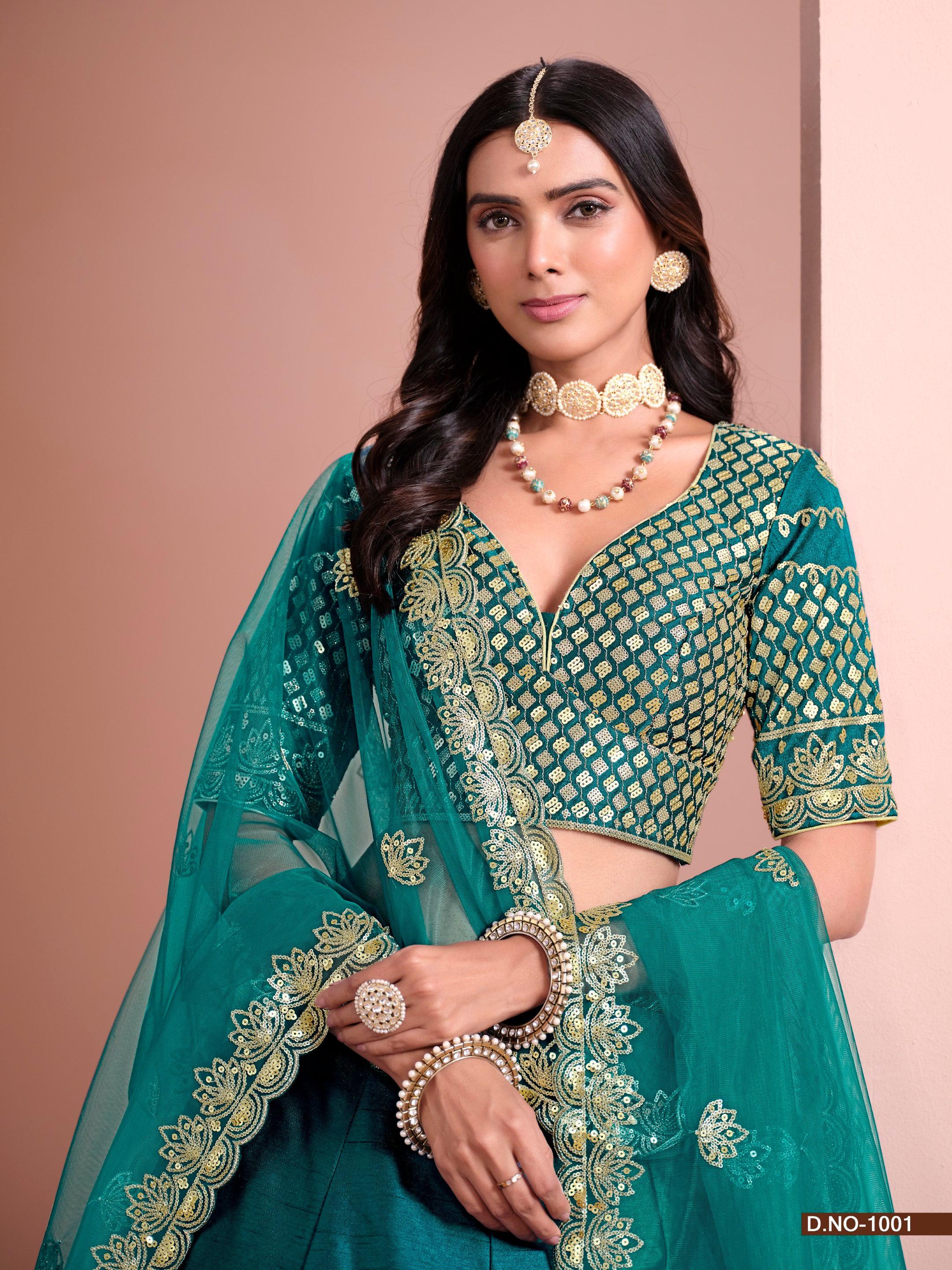 Anaita Turquoise Art Silk Designer Lehenga With Blouse - Distacart