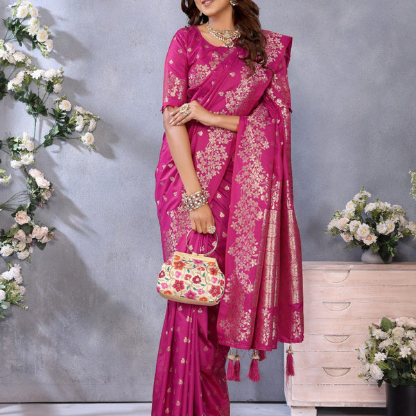 Anaita Rani Pink Premium Banarasi Tissue Silk Saree With Gala Weaving Work - Distacart