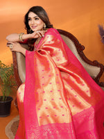 Thumbnail for Anaita Peach Tissue Silk Saree With Weaving Zari Work - Distacart
