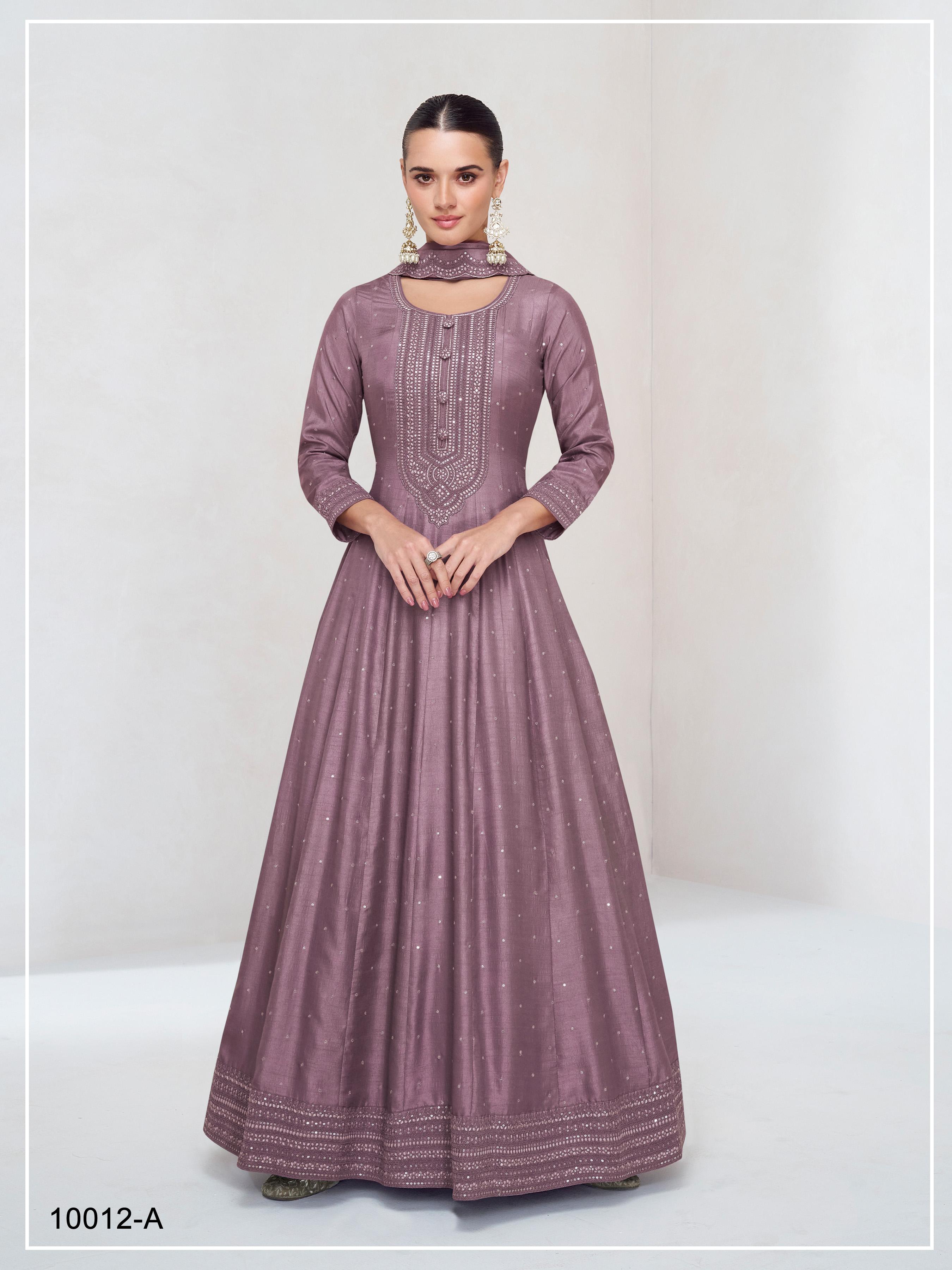 Anaita Onion Pink Embroidered Vichitra Silk Stitched Anarkali Suit - Distacart