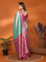 Thumbnail for Anaita Sky Blue Banarasi Tissue Silk Saree With Weaving Work - Distacart