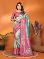 Thumbnail for Anaita Sky Blue Banarasi Tissue Silk Saree With Weaving Work - Distacart