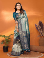 Thumbnail for Anaita Blue Tissue Silk Saree With Weaving Zari Work - Distacart