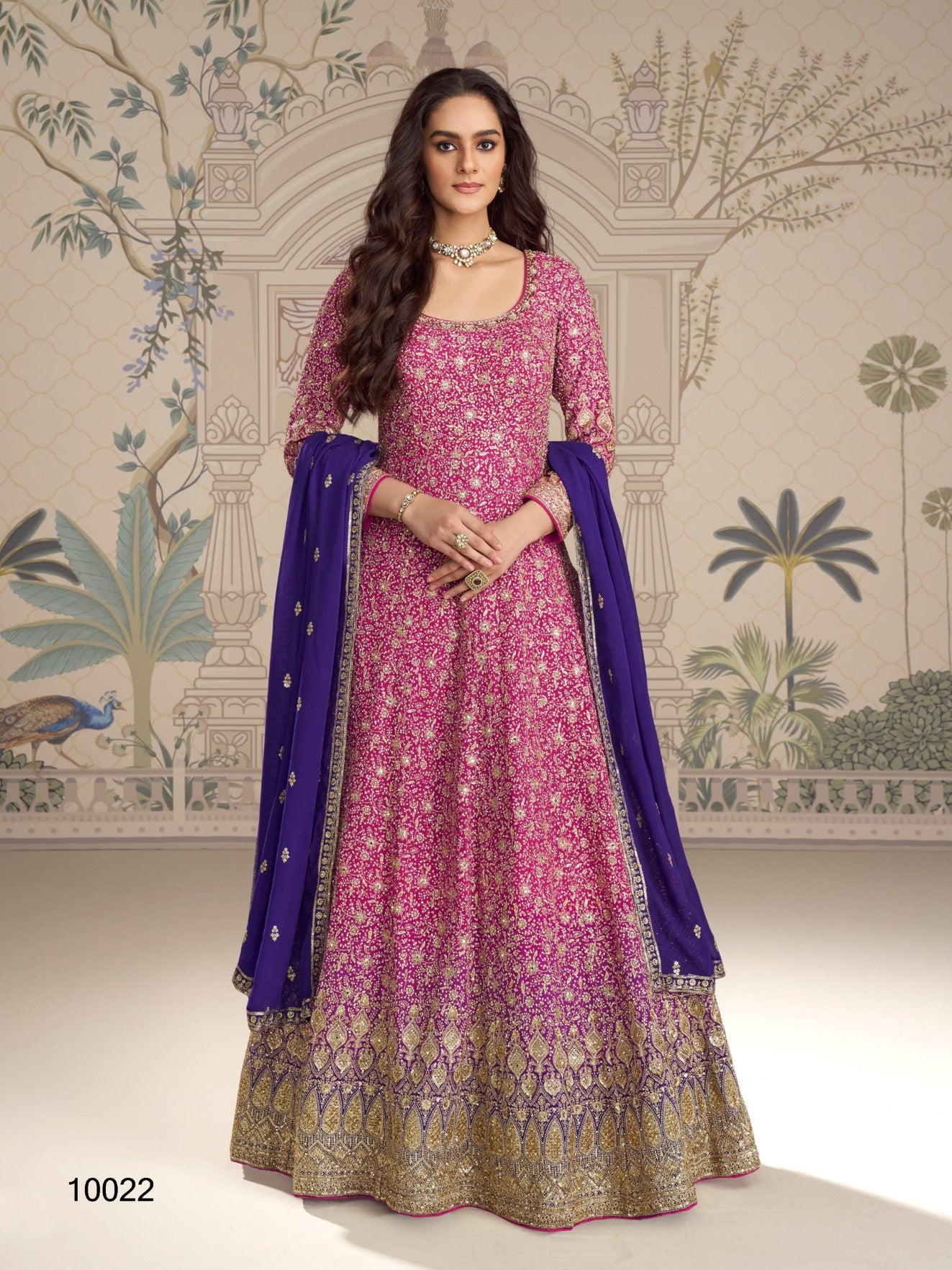 Anaita Magenta Georgette Stitched Anarkali Suit With Embroidered Sequins Work - Distacart