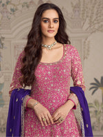 Thumbnail for Anaita Magenta Georgette Stitched Anarkali Suit With Embroidered Sequins Work - Distacart