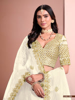 Thumbnail for Anaita White Art Silk Designer Lehenga With Blouse - Distacart