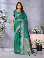 Thumbnail for Anaita Green Premium Banarasi Tissue Silk Saree With Gala Weaving Work - Distacart