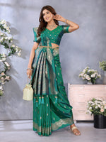 Thumbnail for Anaita Green Premium Banarasi Tissue Silk Saree With Gala Weaving Work - Distacart
