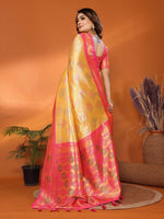 Thumbnail for Anaita Yellow Banarasi Tissue Silk Saree With Weaving Work - Distacart