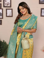 Thumbnail for Anaita Yellow Tissue Silk Saree With Weaving Zari Work - Distacart