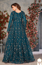 Thumbnail for Anaita Teal Embroidered Butterfly Net Anarkali Suit - Distacart