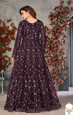 Thumbnail for Anaita Wine Embroidered Butterfly Net Anarkali Suit - Distacart