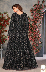 Thumbnail for Anaita Black Embroidered Butterfly Net Anarkali Suit - Distacart