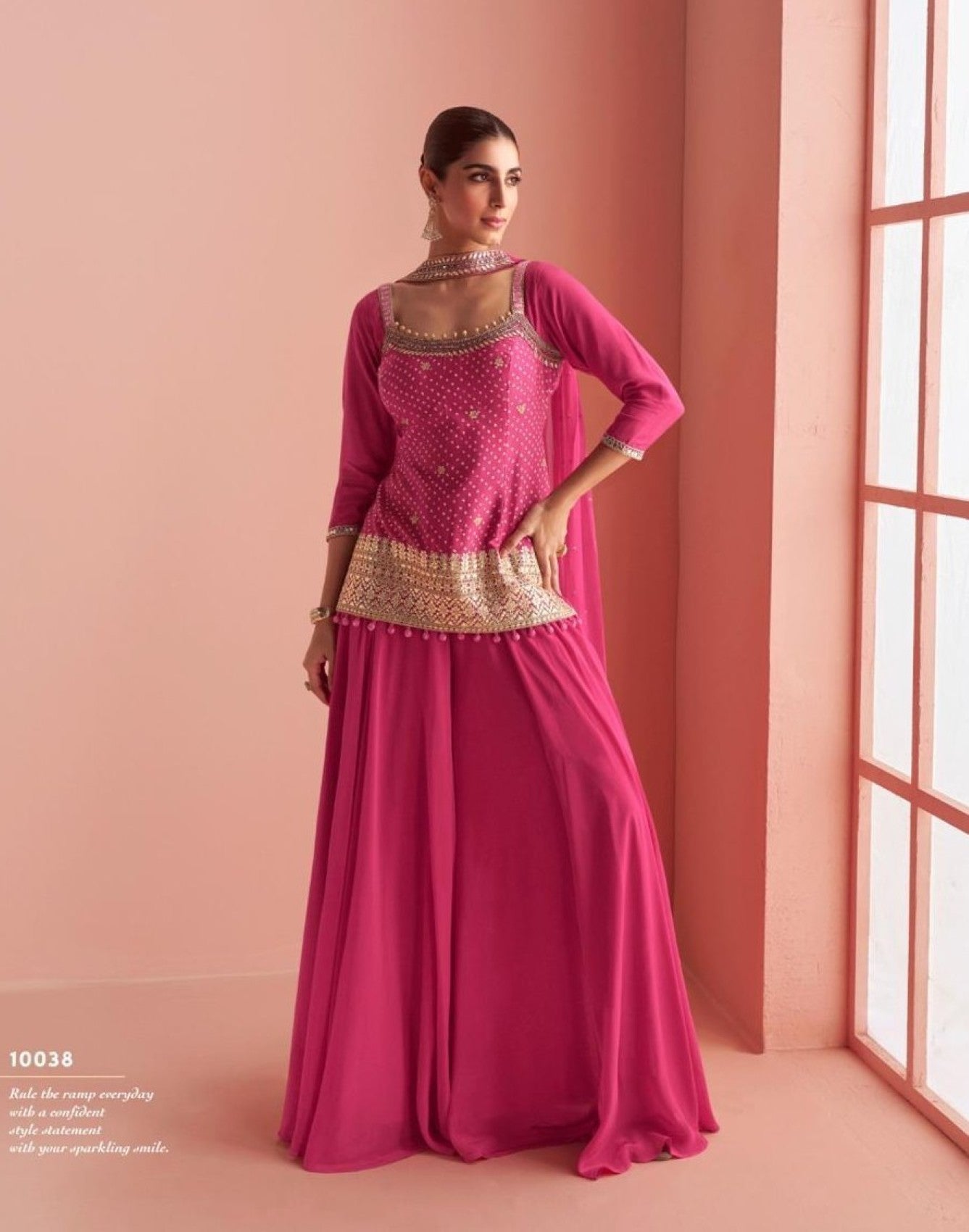 Anaita Pink Chinon Stitched Suit With Embroidery Work - Dista