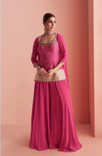 Thumbnail for Anaita Pink Chinon Stitched Suit With Embroidery Work - Dista